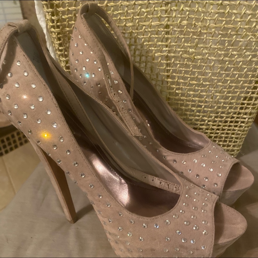 🔆 Nude gems peep toe platform high heels bundle